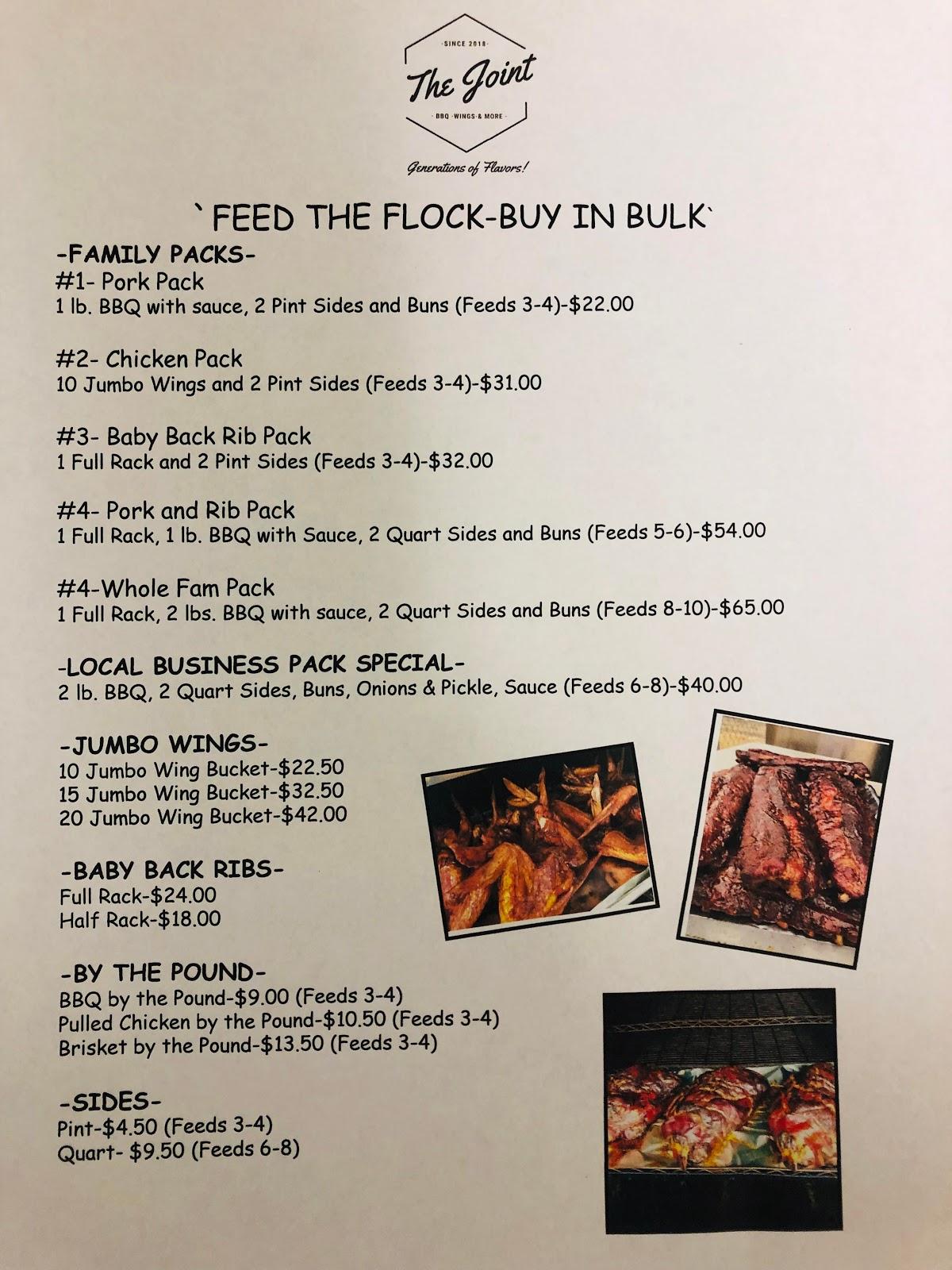 Menu at The JointBBQ, Wings & More, Eddyville