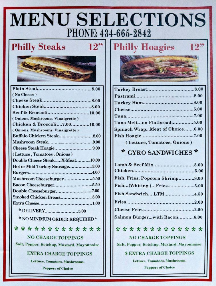 Menu at The Original Philly Grill restaurant, Lynchburg