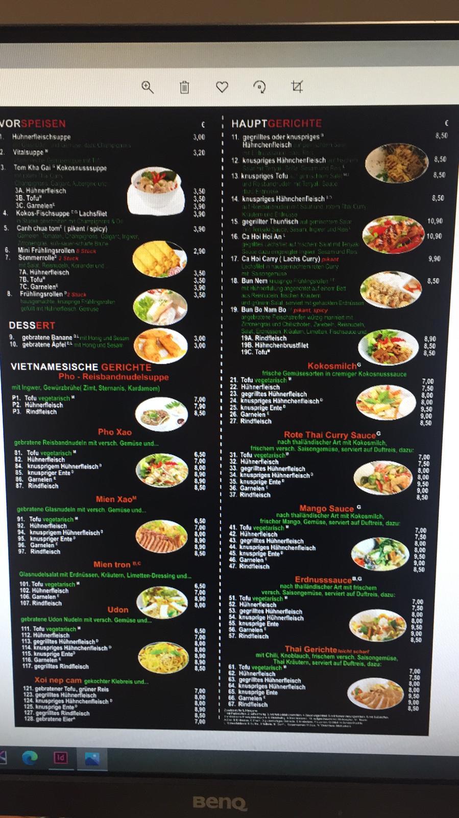 Menu at AROMA Vietnamese Kitchen & Sushi Bar, Essen