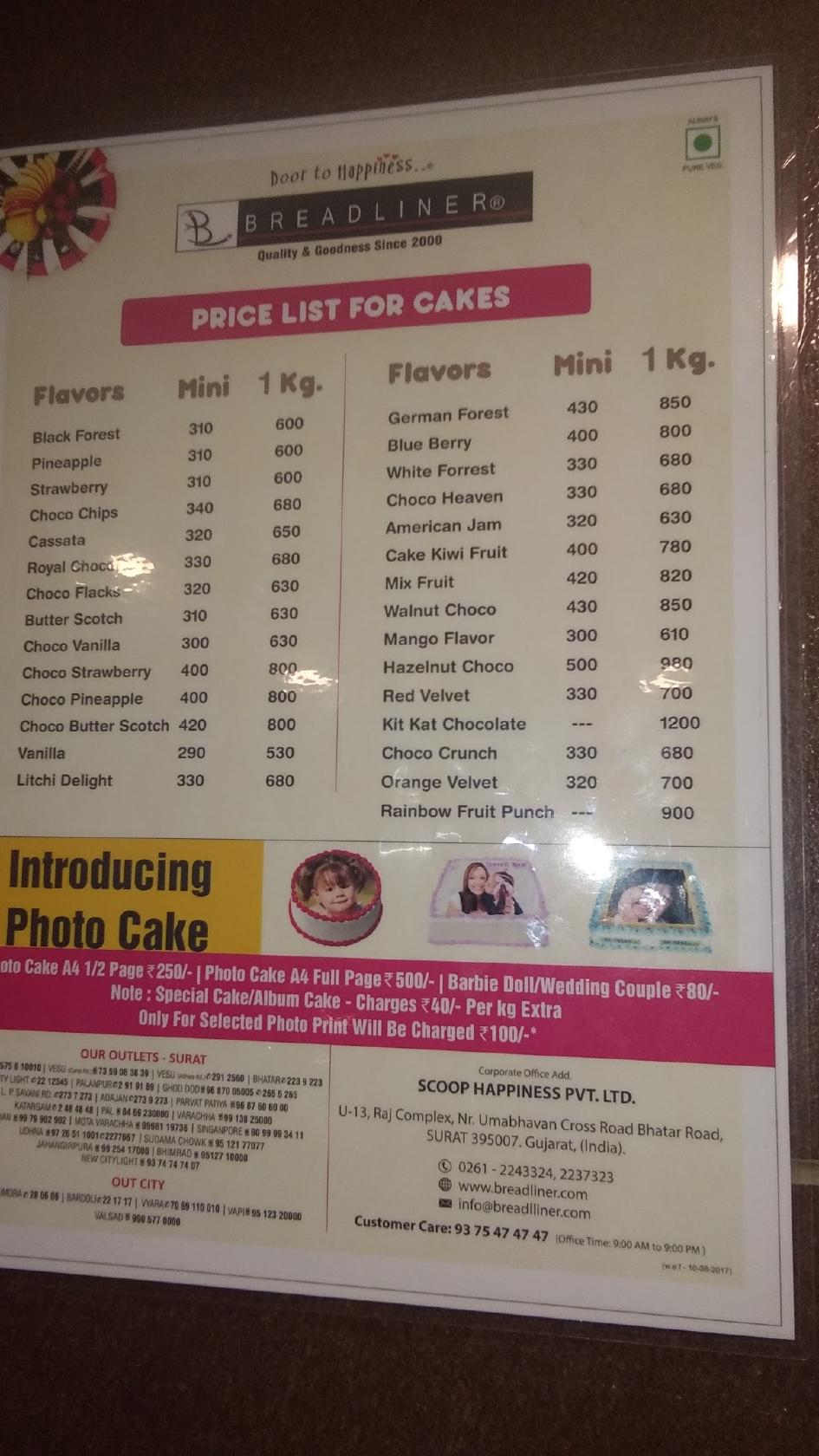 BREADLINER menu