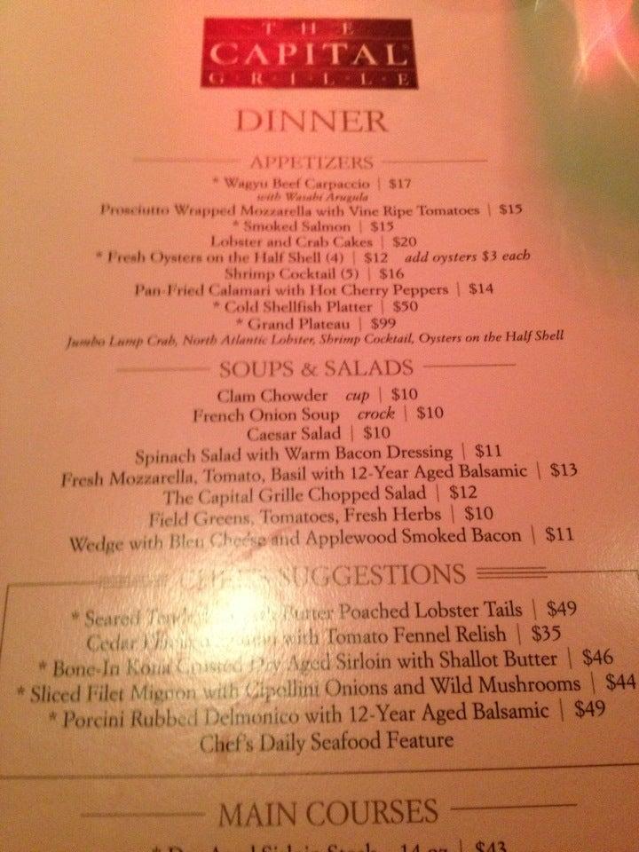 Menu at The Capital Grille pub & bar, Fort Lauderdale