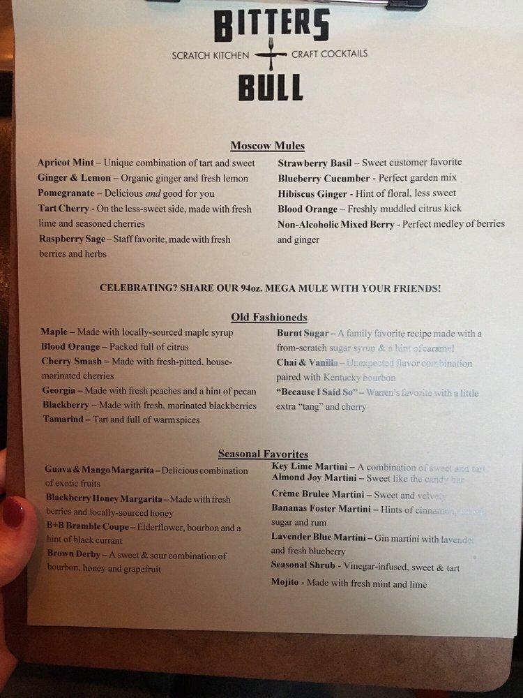 Menu at Bitters + Bull pub & bar, Lake Tomahawk