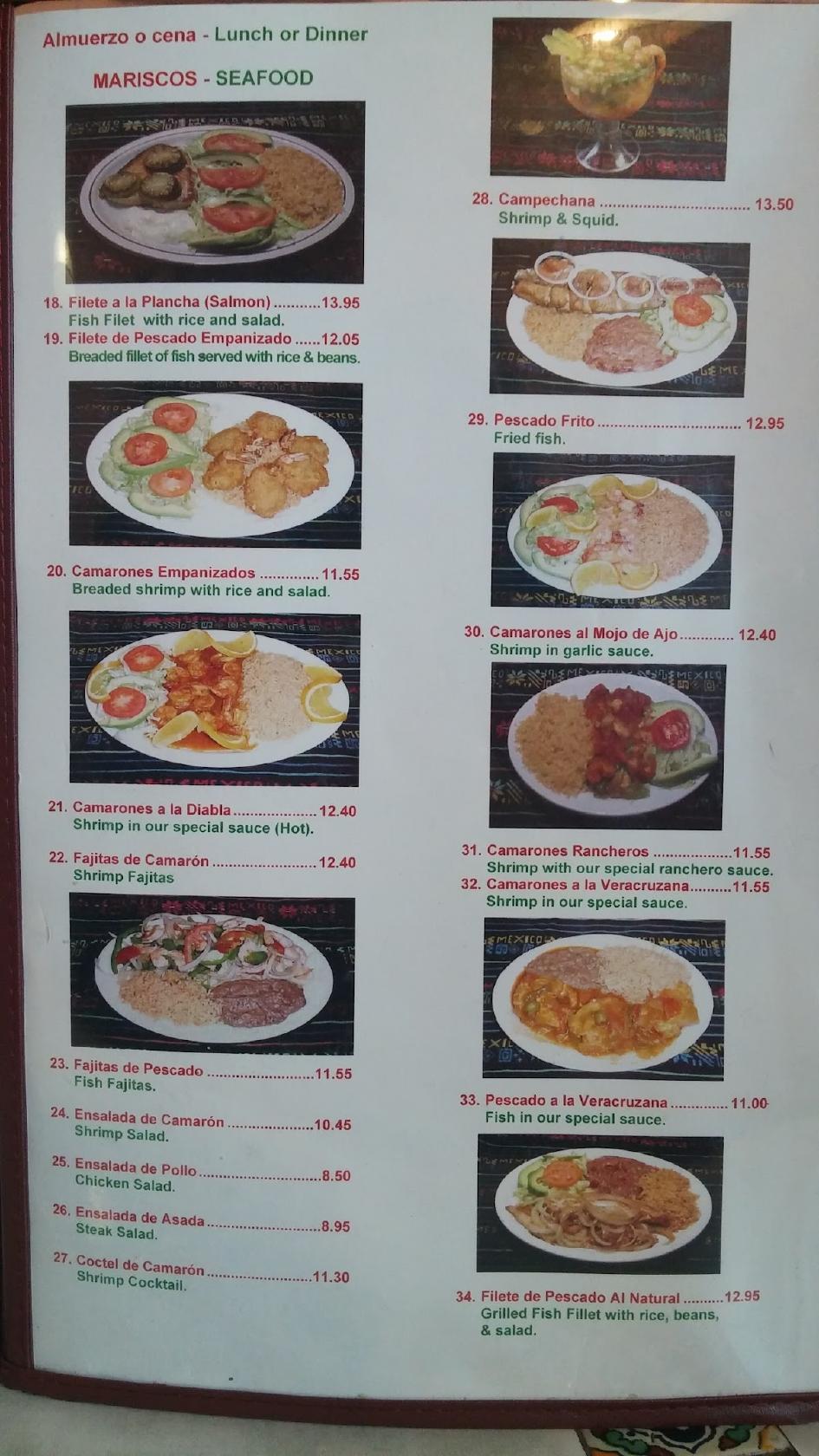 Menu at Tecalitlan Restaurant, Aurora