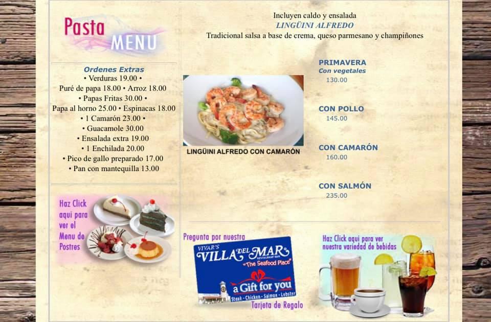 Menu at Mariscos Villa del Mar restaurant, Ciudad Juarez, Avénida dé las  Américas 1400