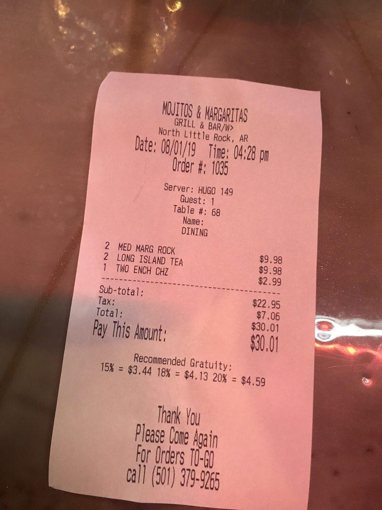 Menu at Mojitos & Margaritas Grill & Bar, North Little Rock