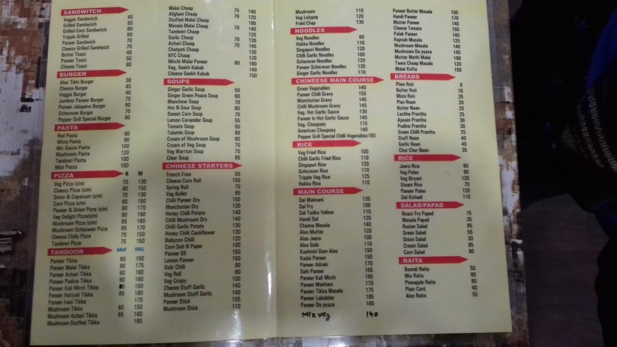 Menu at Pepper grill, Ambala