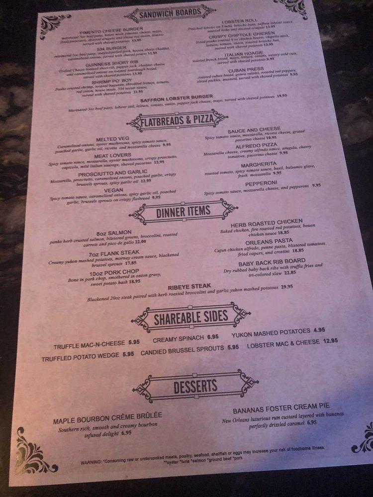 Menu at 534 Scratch Kitchen pub & bar, Orlando