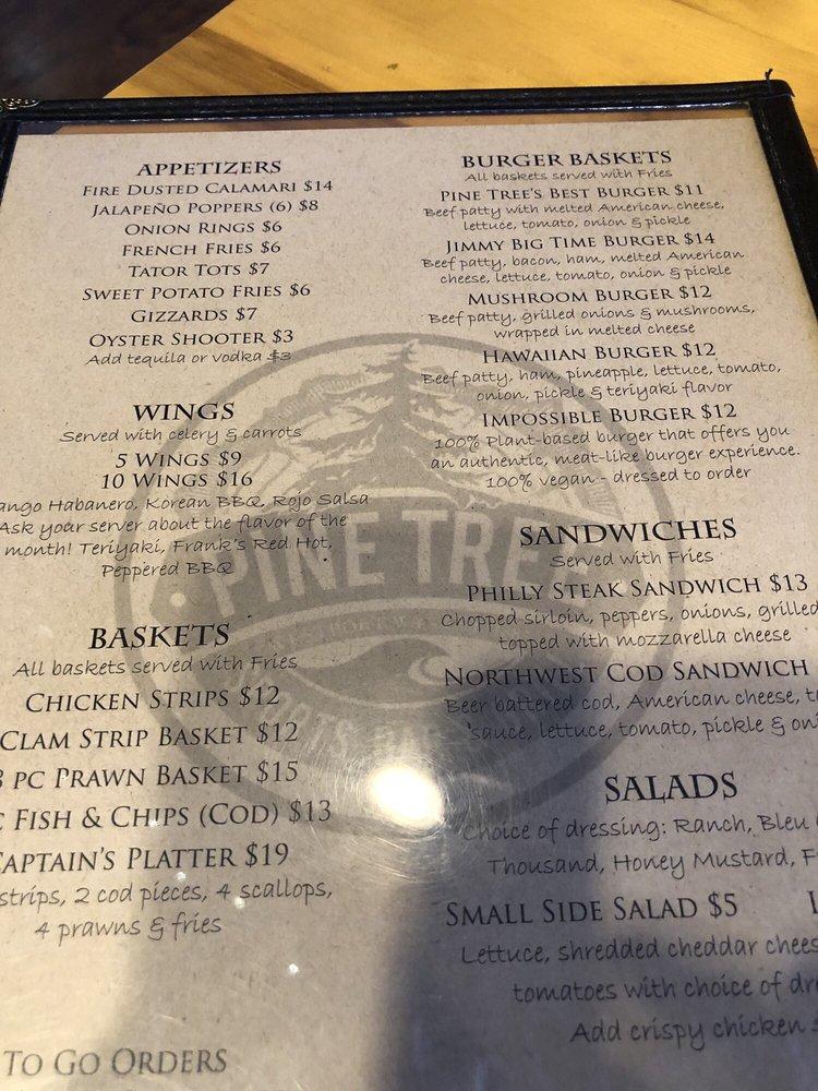 Carta del pub y bar Knotty Pine Tavern, Westport
