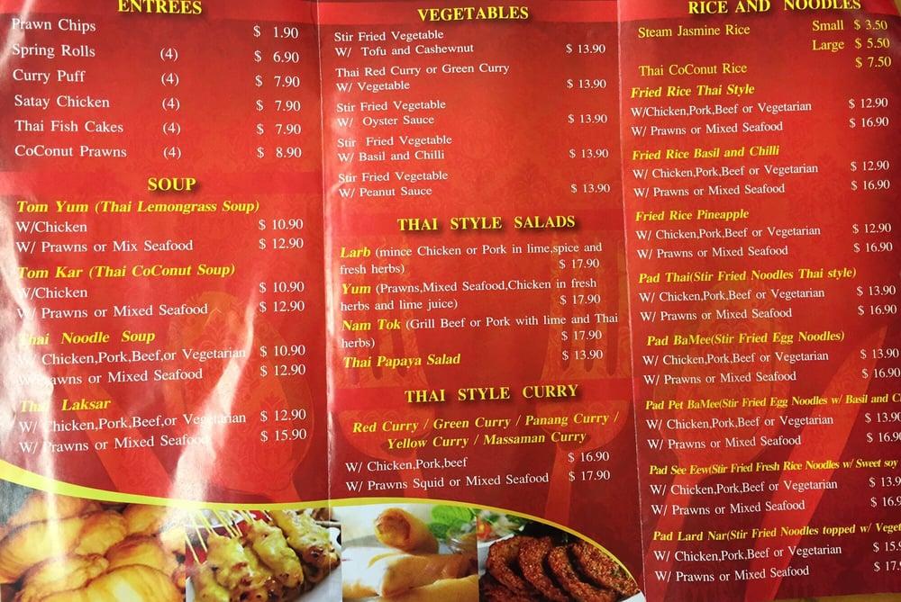 Menu at Thai Papaya Takeaway restaurant, Dunsborough, 2 Dunsborough Pl