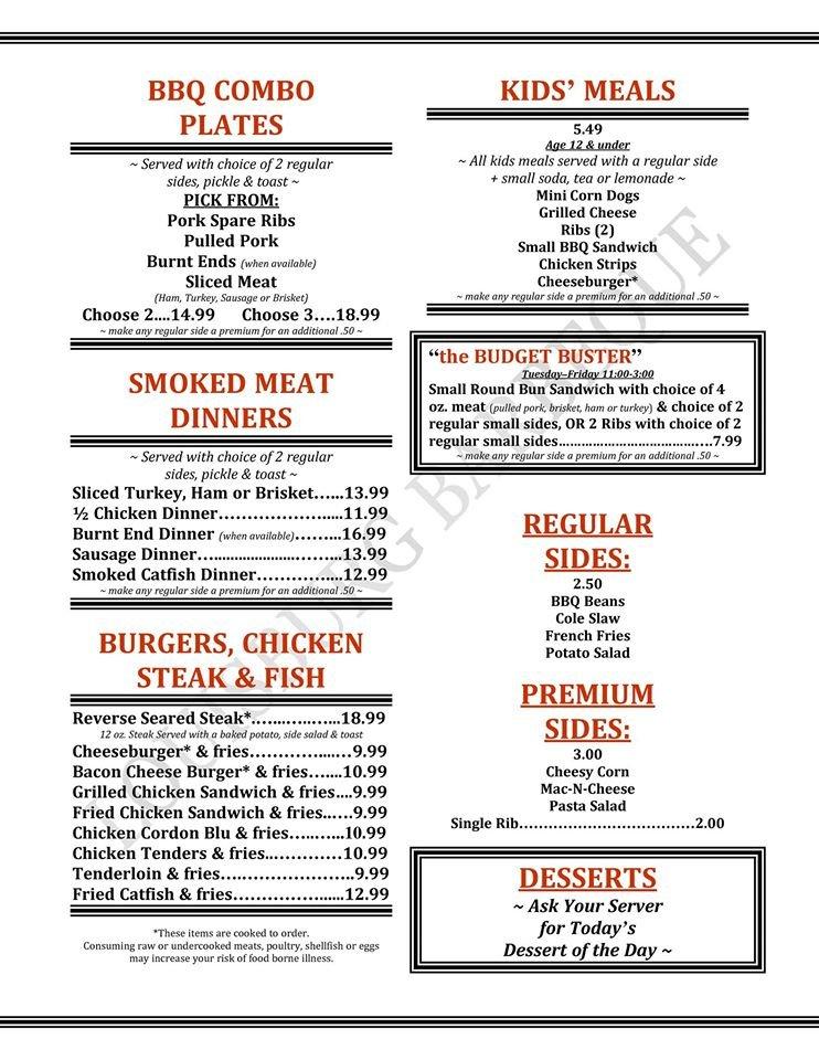 Menu at Louisburg BBQ & Brews, Louisburg