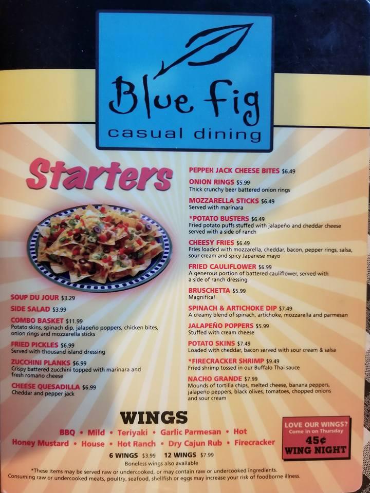 Menu at Blue Fig pub & bar, Alliance, W State St