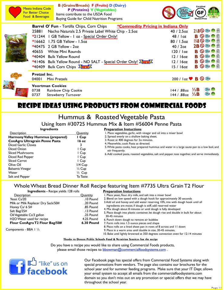 Menu at Commercial Foods restaurant, Indianapolis