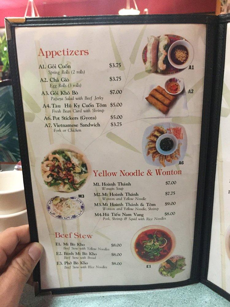 Menu at Pho Cat Sang restaurant, Kent
