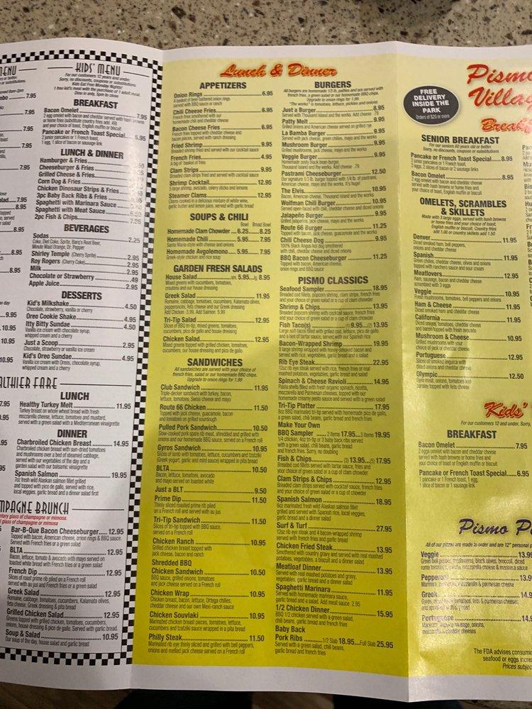 Menu at Pismo Coast Village Grill BBQ, Pismo Beach