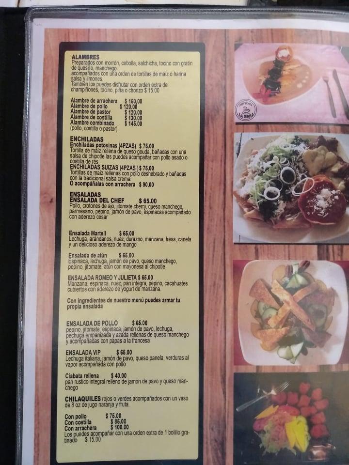 Menu at Cafeteria La Mora, Naucalpan