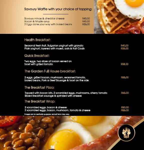 Menu at Wine Garden Restaurant, Lethabong