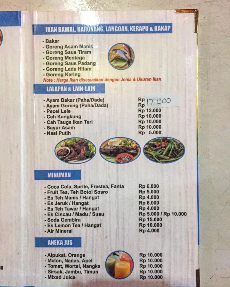 Menu at Seafood Ikan Bakar 88 restaurant, Mataram