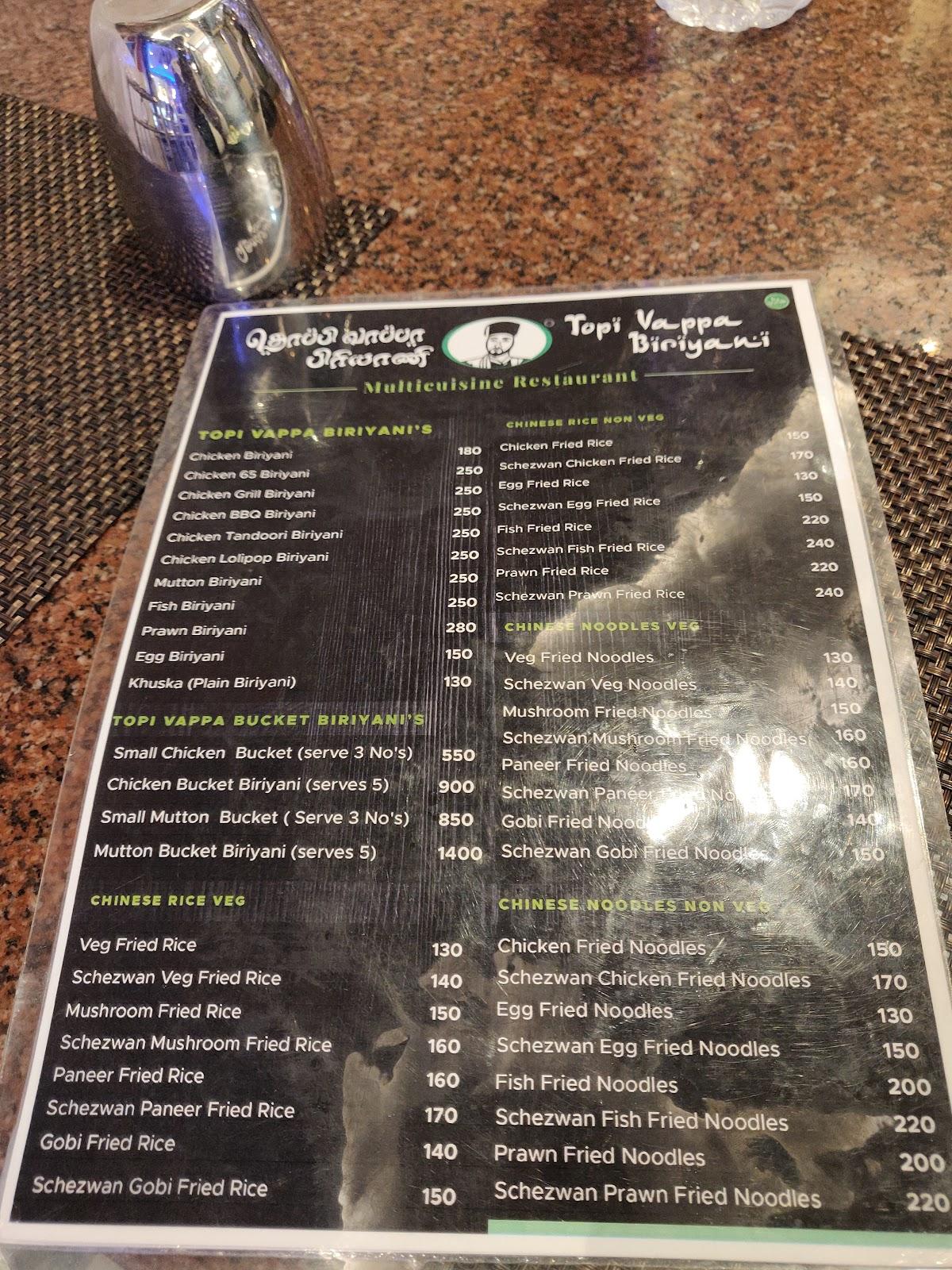 Menu at TOPI VAPPA BIRIYANI PATTUKOTTAI BRANCH, Pattukkottai