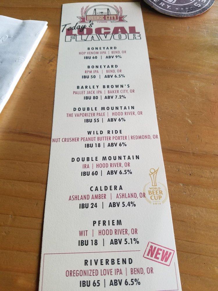 Menu at bridge city taproom pub & bar, Portland, 620 SE 122nd Ave