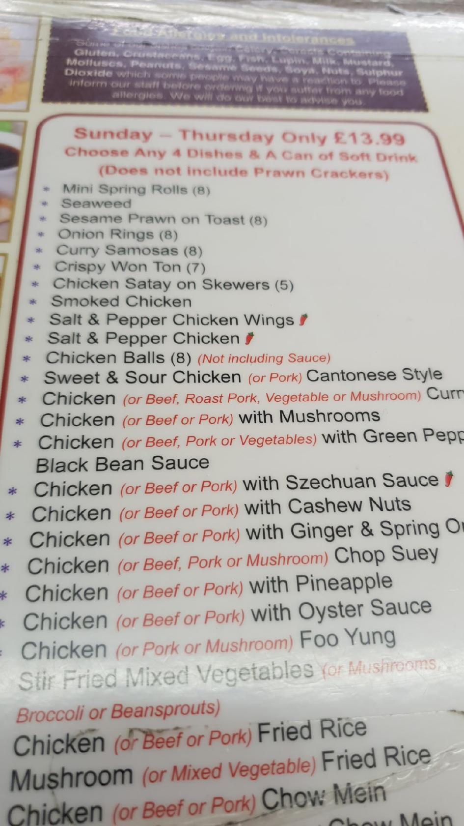 Menu at Phoenix Chef Chinese Takeaway, Gloucester