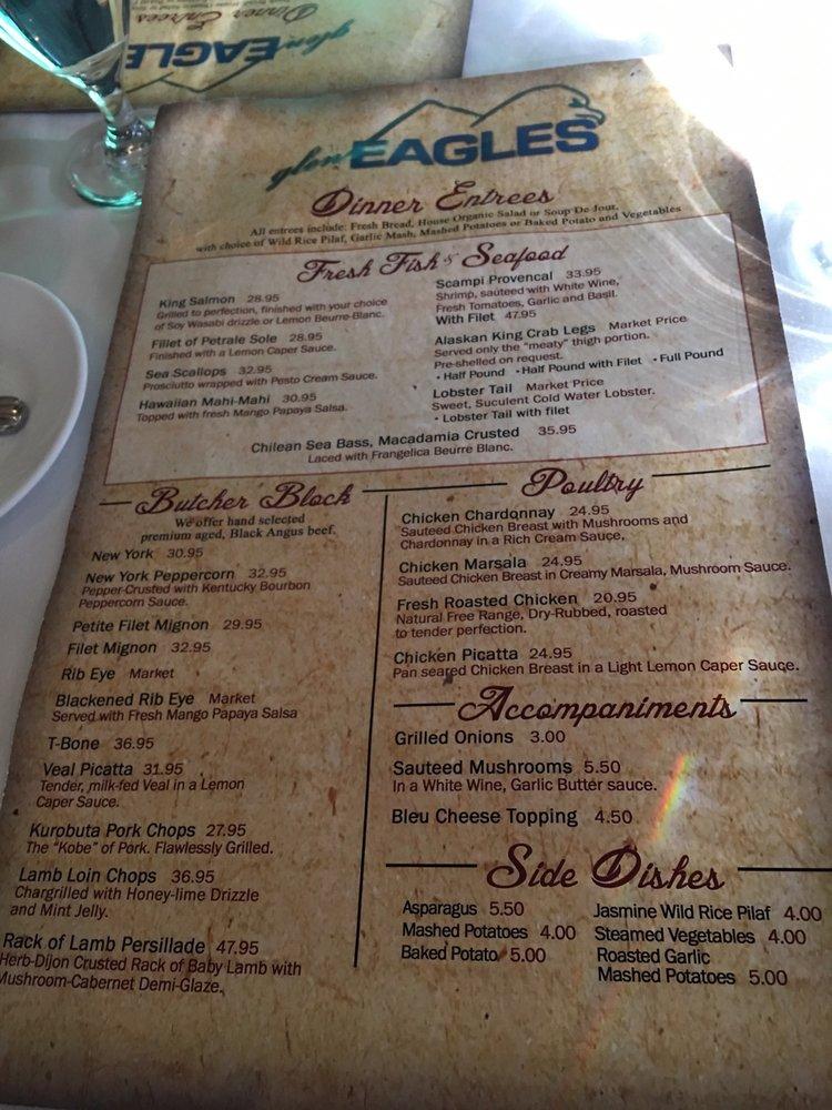 Menu at Glen Eagles steakhouse, Carson City