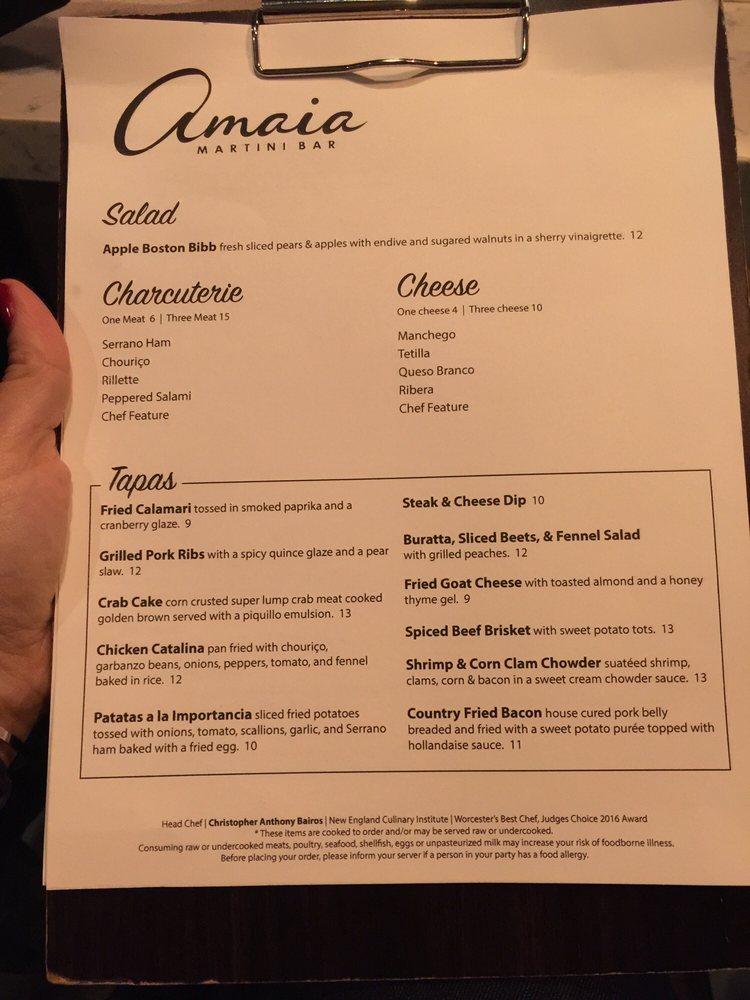 Carta de Amaia Martini Bar, Hudson