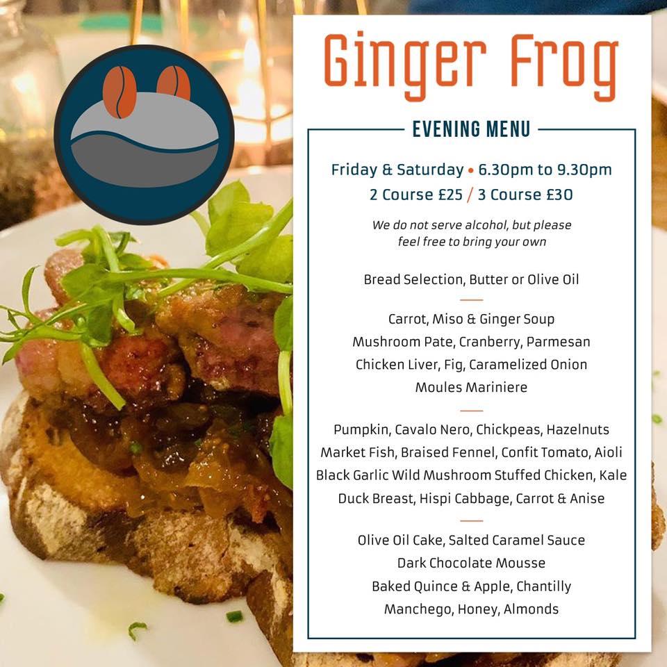 Menu at Ginger Frog cafe, Wallington