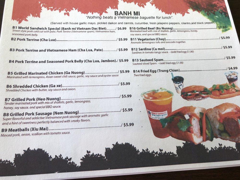 Menu at World Sandwich restaurant, Shreveport