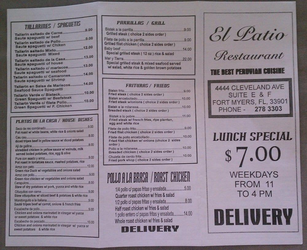 Menu at El Patio Restaurant, Fort Myers