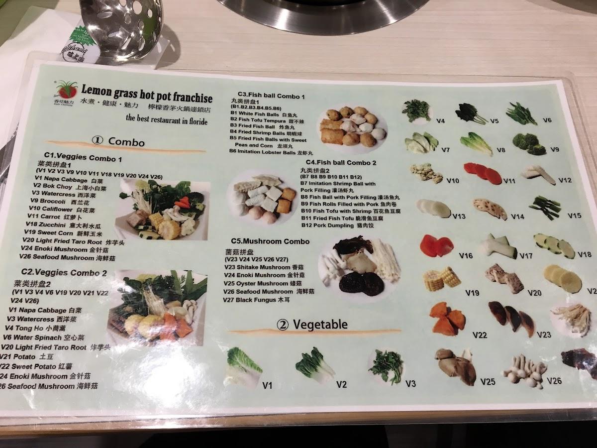 Menu at Lemongrass Hotpot restaurant, Davie