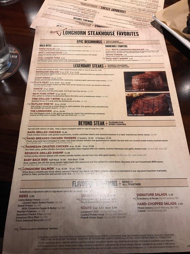 Menu at LongHorn Steakhouse, Baton Rouge, Blvd