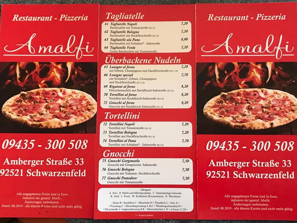 Menu at Pizzeria Amalfi Gaststätte, Schwarzenfeld