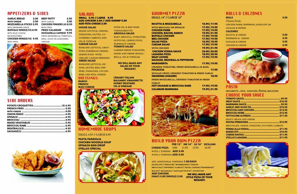 Menu at Stella's Pizza pizzeria, Putnam Valley