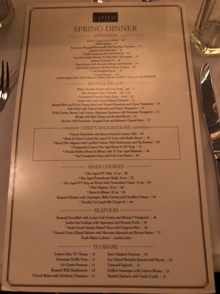 Menu at The Capital Grille pub & bar, Naples, Mercato Dr