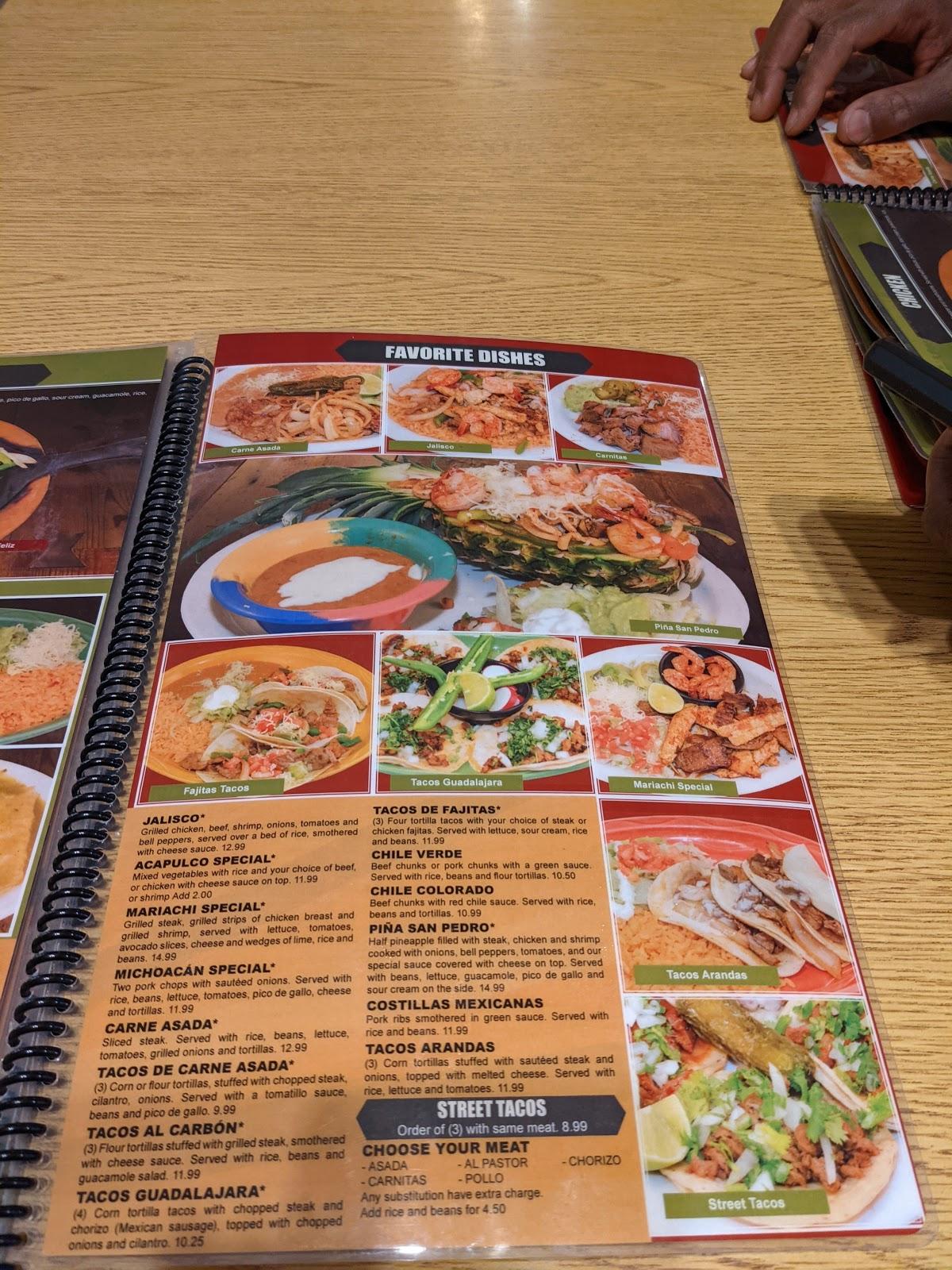 Menu at San Pedro Mexican Restaurant, Torrington