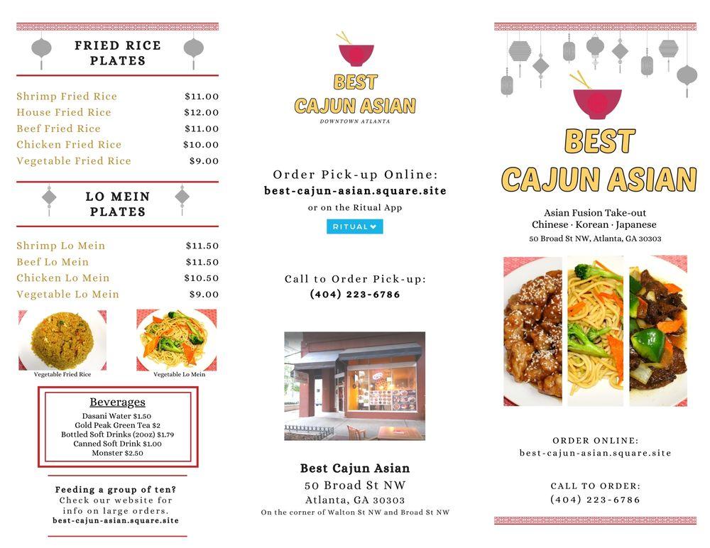 Menu at Best Cajun Asian Restaurant, Atlanta