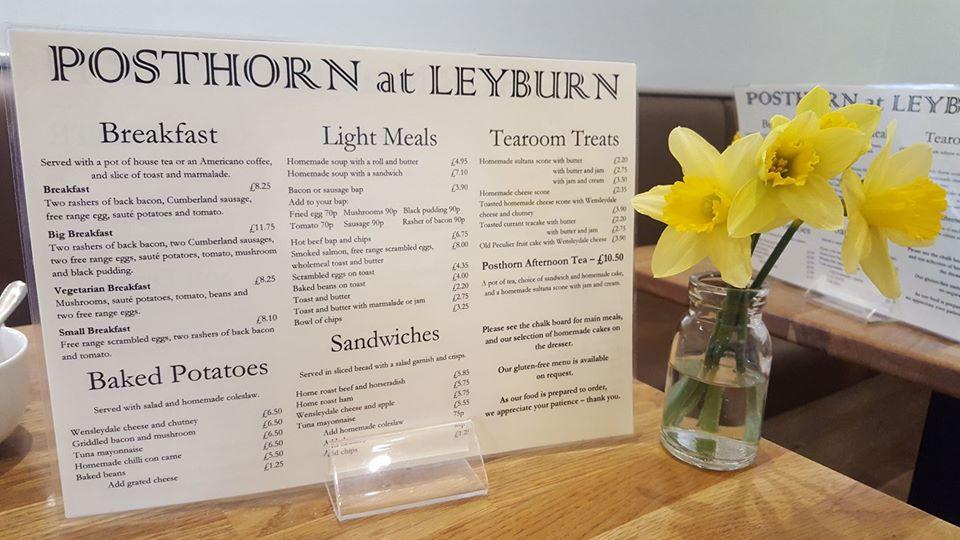 Menu at Posthorn Tea & Coffee House, Leyburn