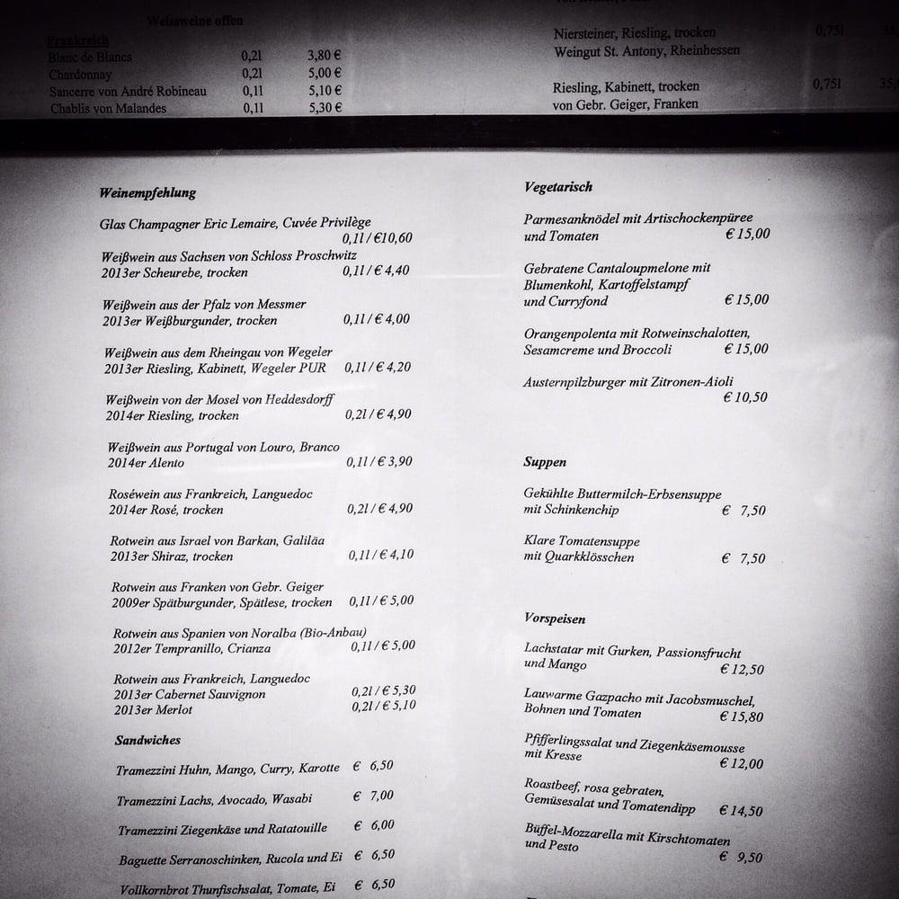 Speisekarte von Café Wintergarten im Literaturhaus Berlin cafe, Berlin