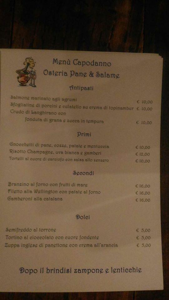 Menu Da Osteria Pane E Salame Ristorante Cremona