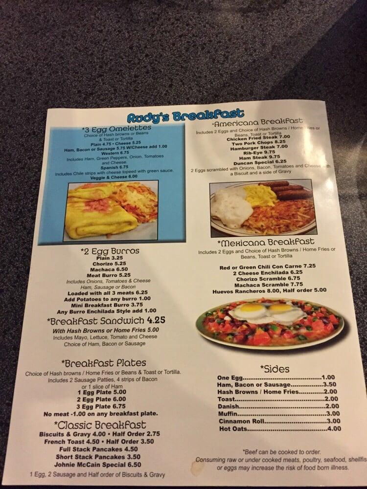 Menu at Rudy's Mexican & American Food restaurant, Queen Creek