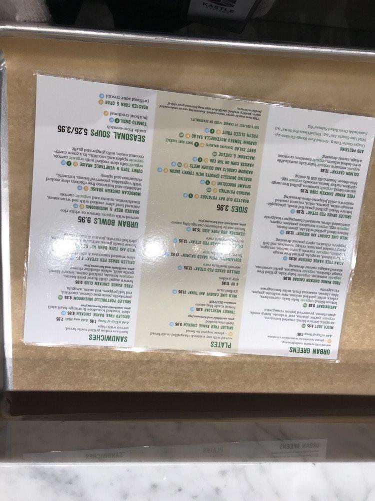 Menu at Urban Plates restaurant, Tysons