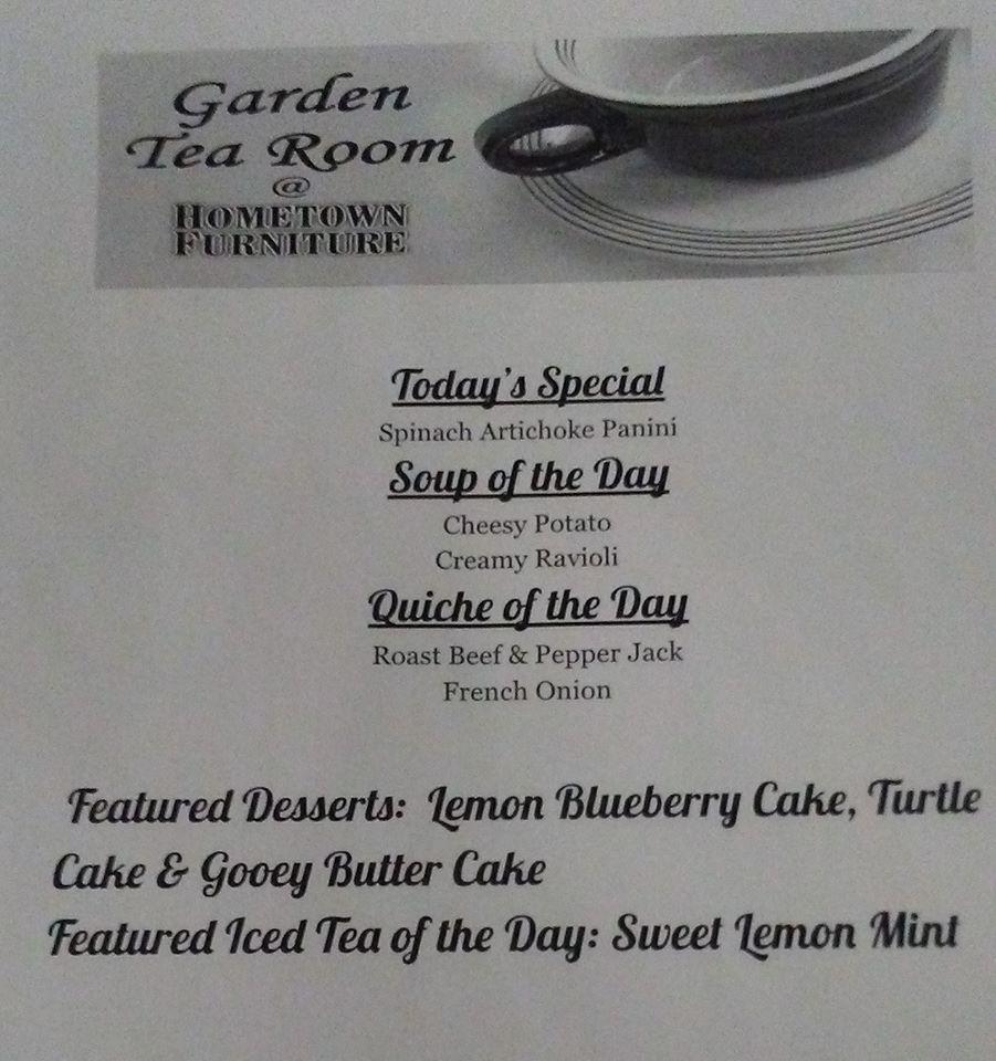 Menu at The Garden Tea Room Hometown restaurant, Rogersville