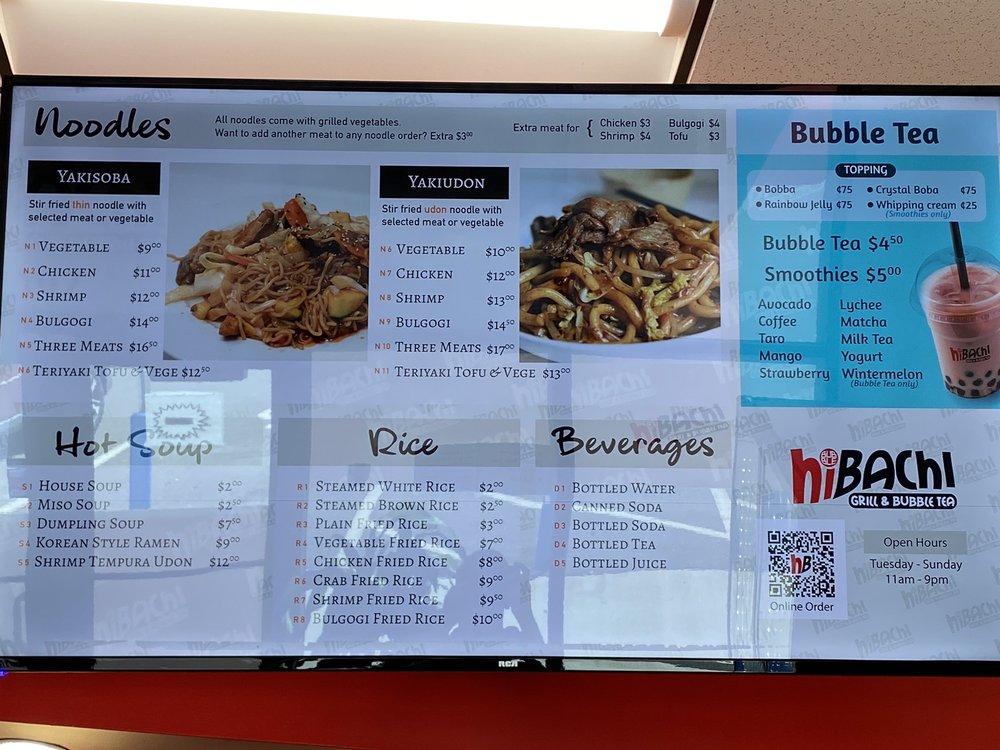 Menu at Hibachi Grill & Bubble Tea restaurant, Jamestown