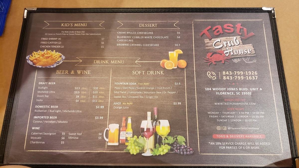 Menu at Tasty Crab House restaurant, Florence