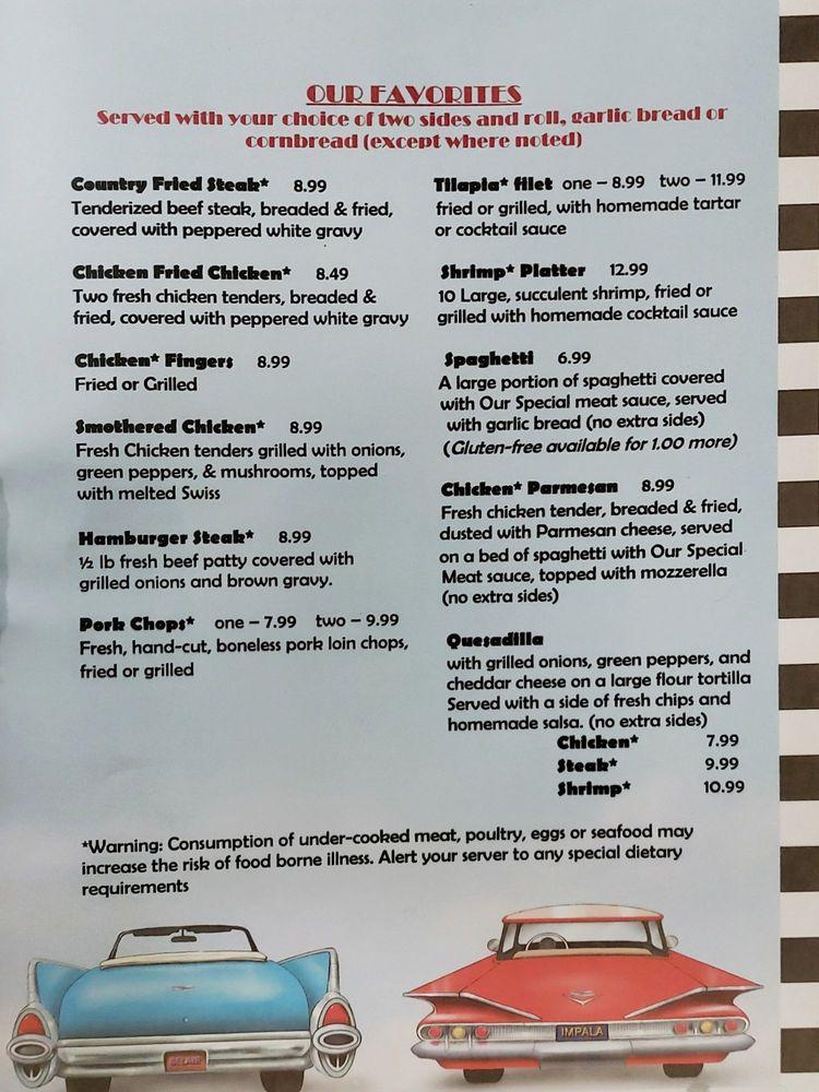 Menu at Our Place Diner restaurant, Fayetteville, 5 W Prospect Rd