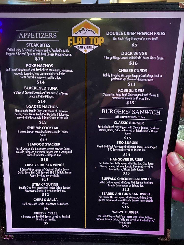 Menu at Flat Top Bar and Grill, Riverside