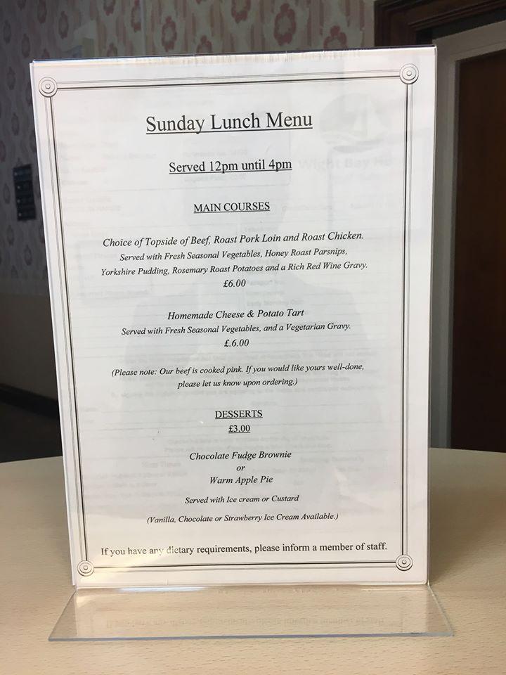Menu at Wight Bay Hotel pub & bar, Sandown