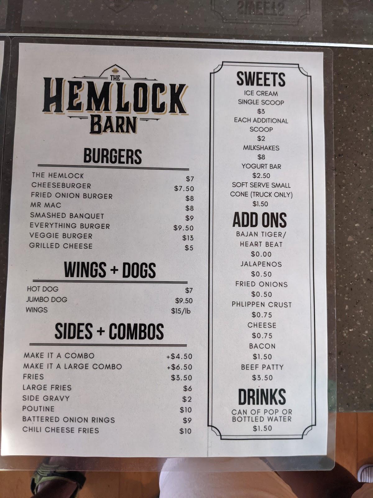 Menu At The Hemlock Barn Waterloo menu-at-the-hemlock-barn-waterloo