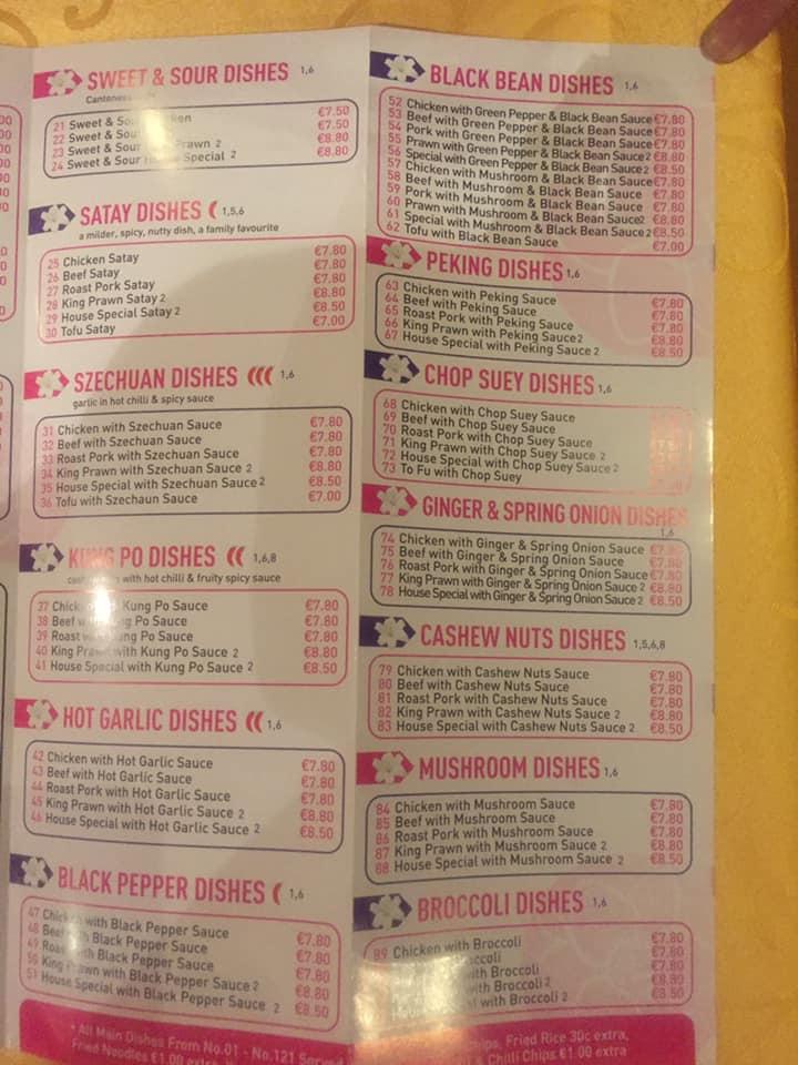 Menu at The Lily Garden Chinese Restaurant, Edenderry
