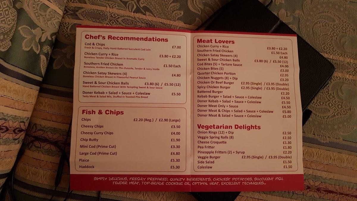 Menu at Jolly Fryer restaurant, Stroud